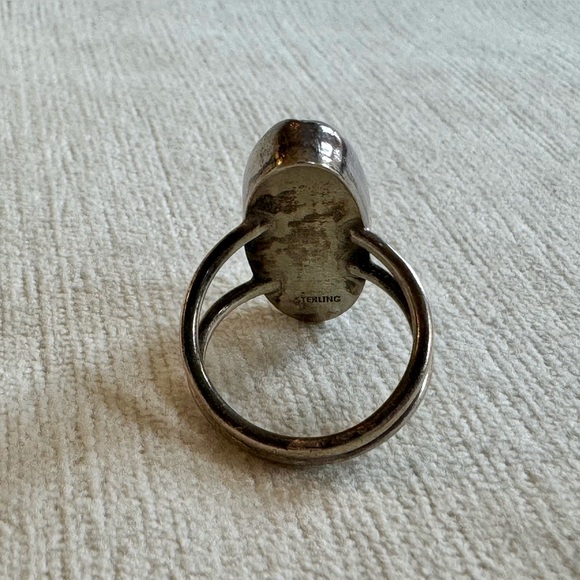 Vintage Sterling Silver and Malachite Ring. Size 7 - Picture 5 of 7